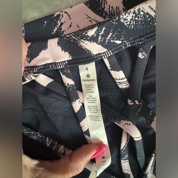 LULULEMON High Neck Energy Bra Black Pink Logo Print 4 - Picture 3 of 3